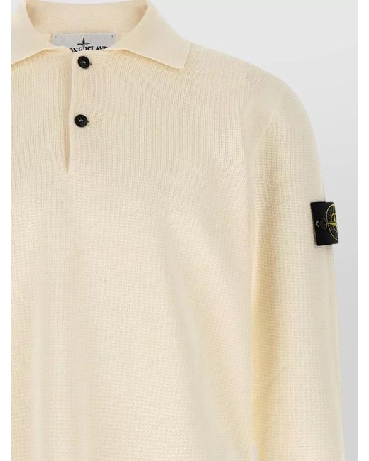 Stone Island Natural Long Sleeve Ribbed Polo Knitwear 5100024 for men