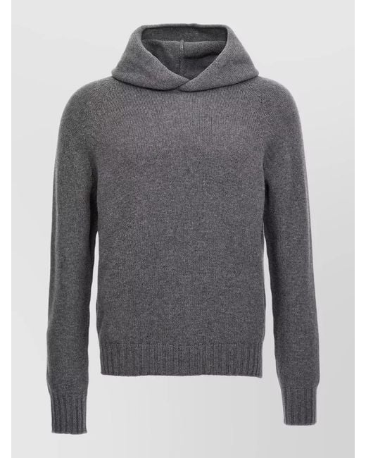 Ma'ry'ya Gray Wool Sweater Hood Raglan Sleeves for men