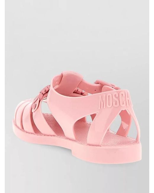 Moschino Pink Flat Sole Open Toe Jelly Sandals