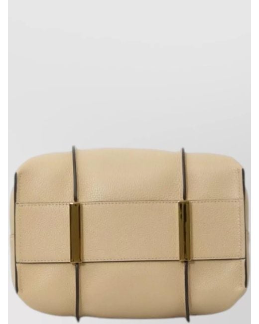 Tod's Natural Mini T Hammered Leather Bucket Bag