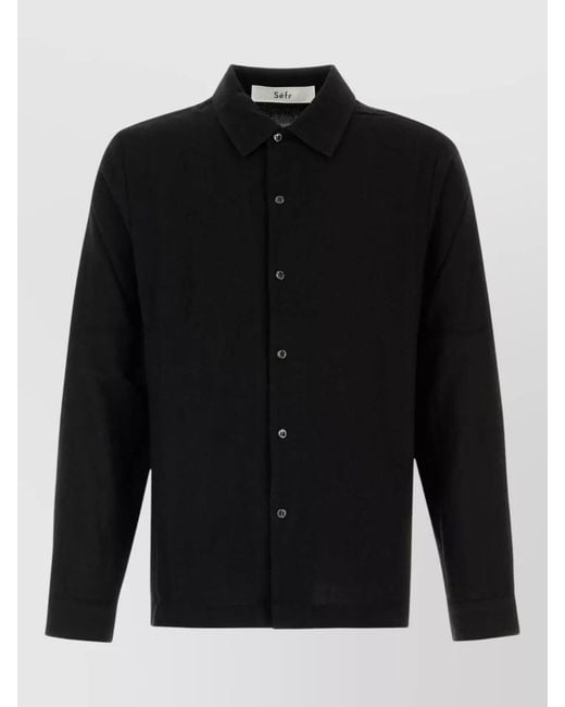 Séfr Black Crepe Sense Shirt Long Sleeves Cuffs for men