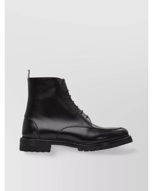 Thom Browne Black Lace-Up Leather Boots for men