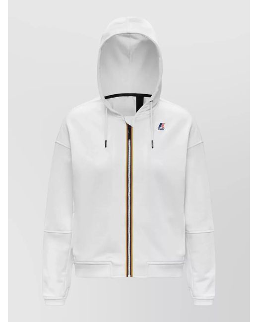 K-Way White Lara Hooded Jacket Long Sleeves Cuffs Hem