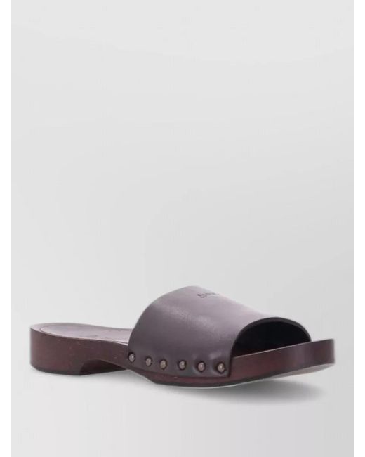 LA ROSE Multicolor Leather Flat Sole Sandals Open Toe Studs
