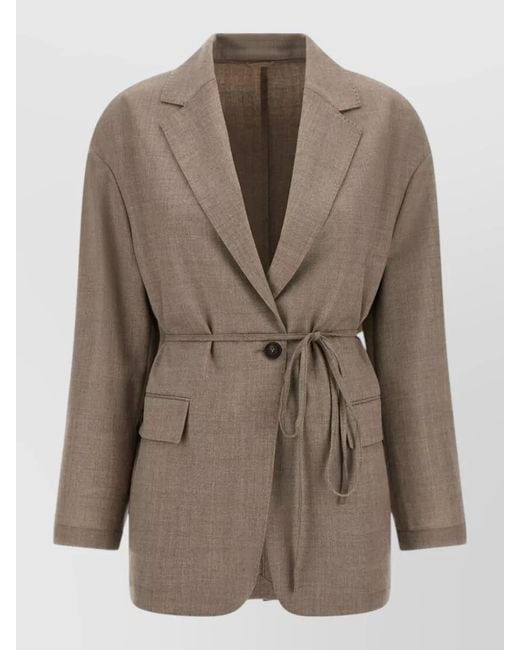 Brunello Cucinelli Brown Tailored Suit Jacket Notch Lapel Pockets