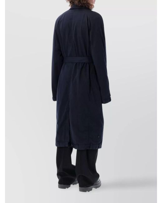 Balenciaga Blue Cotton Belted Deconstructed Trench Coat for men