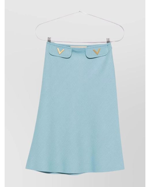 Valentino Blue Skirt A-Line Silhouette Front Pockets