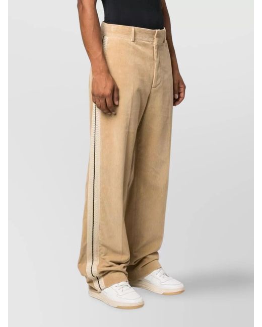 Palm Angels Natural Corduroy High-Rise Straight-Leg Trousers for men