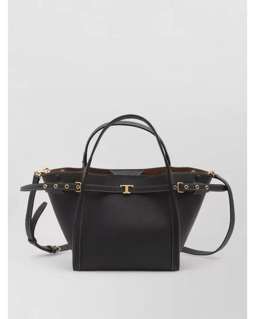 Tod's Black Small Leather Tote Bag Shoulder Strap
