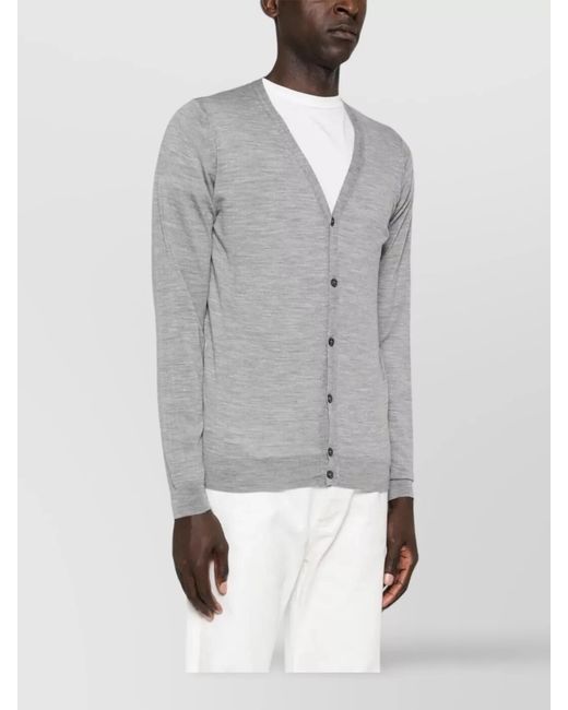 John Smedley Gray Merino Wool Turtleneck Sweater for men