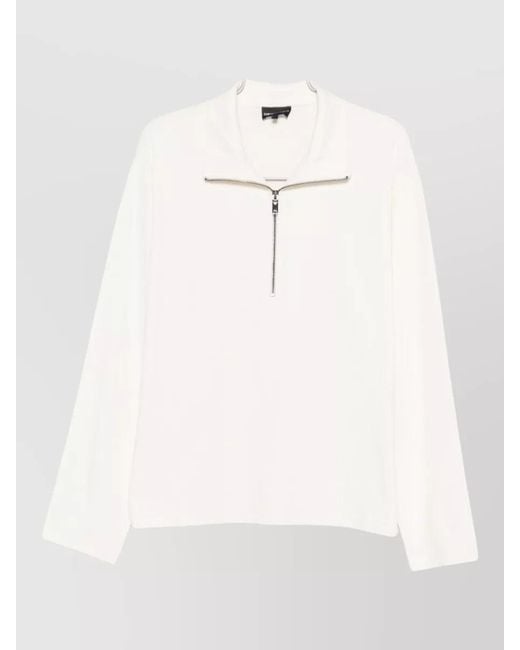 Emporio Armani White Half-Zip Pullover for men