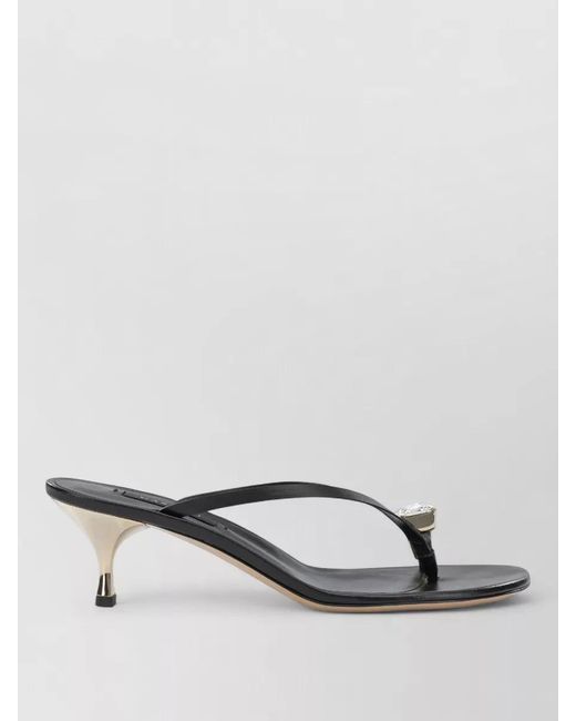 Casadei Gray Leather Thong-Heel Sandals