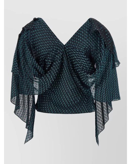 Kiko Kostadinov Blue Plexus Blouse Draped Sleeves Patterned Design