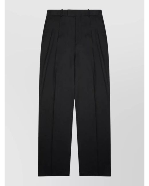 Bottega Veneta Black Silk Blend High Waist Tailored Trousers