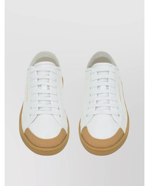 Saint Laurent White Leather Low-Top Sneakers