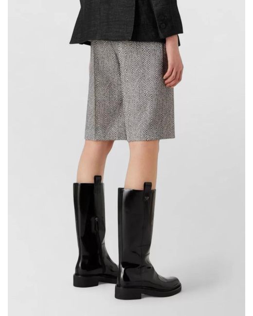 Emporio Armani Gray Herringbone Relaxed Fit Knee Length Shorts