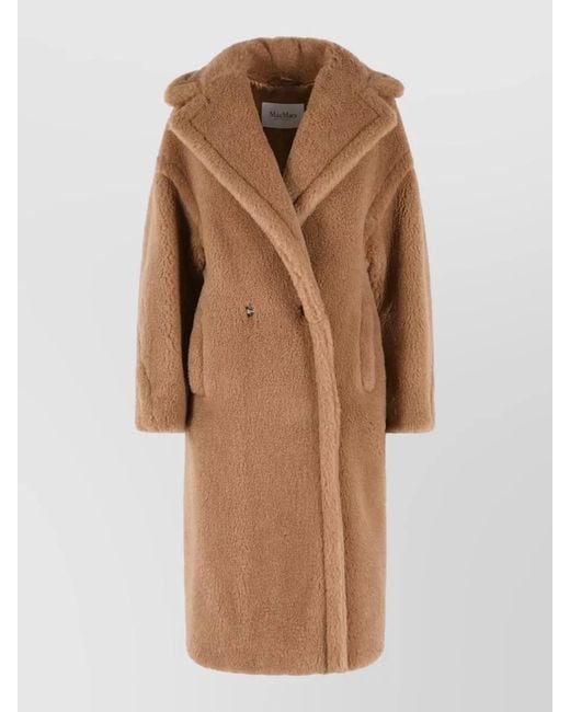 Max Mara Brown Teddy Long Lapel Coat