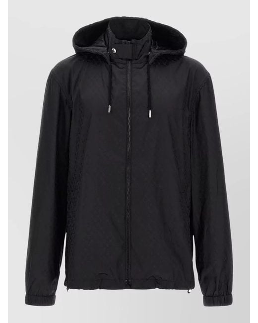 McQueen Black Skull Hooded Jacket Drawstring Hood for men