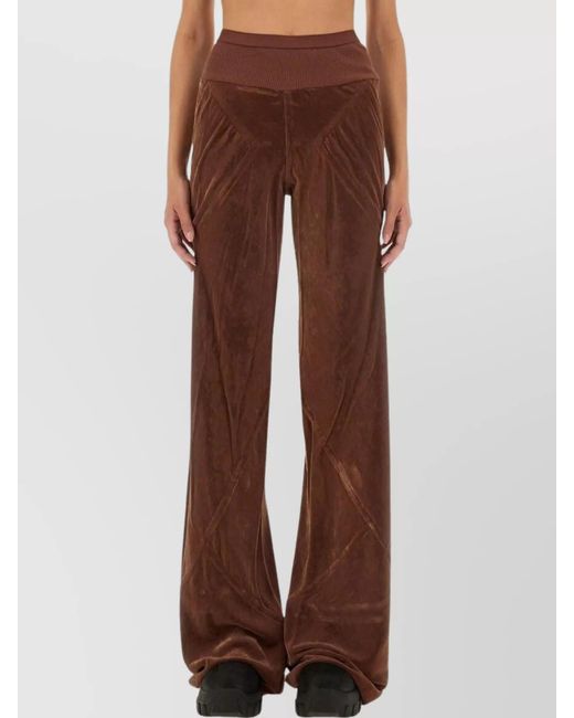 Rick Owens Brown Silk Wide-Leg Trousers
