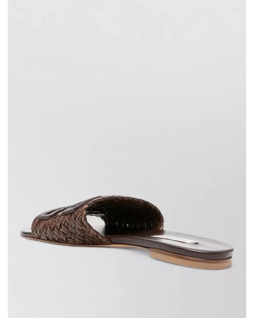 Casadei Multicolor Leather Woven Flat Sandals