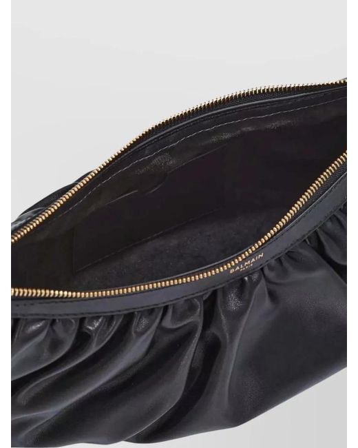 Balmain White Hobo Shoulder Bag Calfskin Strap Detail