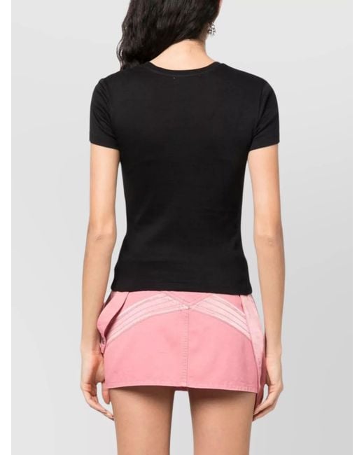 Blumarine Black Cotton Logo-Embellished Crewneck Short-Sleeve T-Shirt