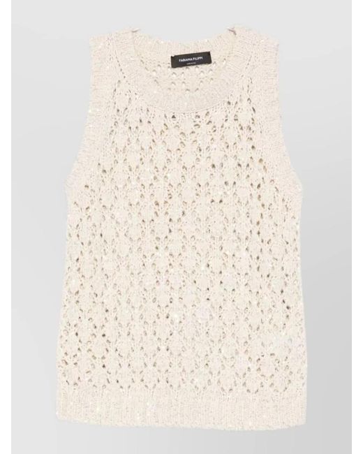 Fabiana Filippi Natural Open-Knit Sleeveless Top