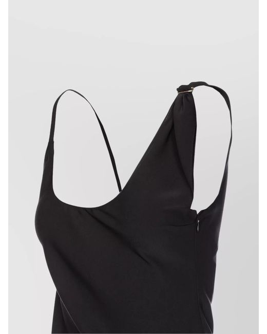 Courreges Black Asymmetric Sleeveless Mini Dress