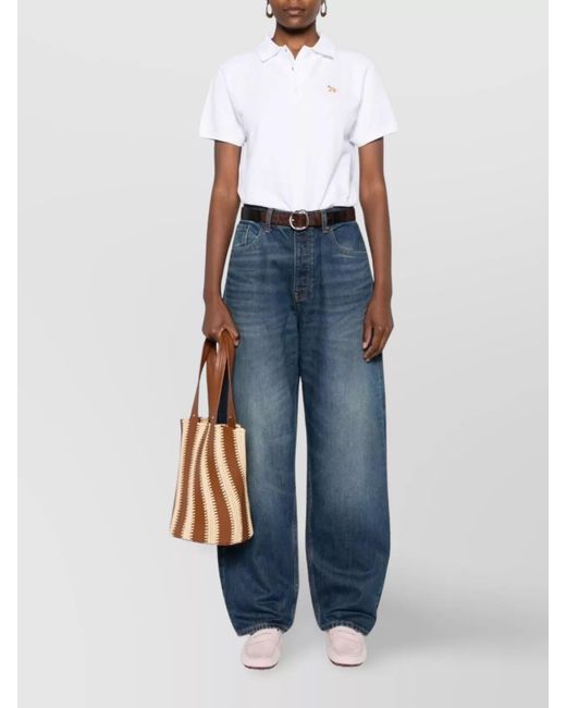 Maison Kitsuné White Cotton Short-Sleeve Polo Shirt
