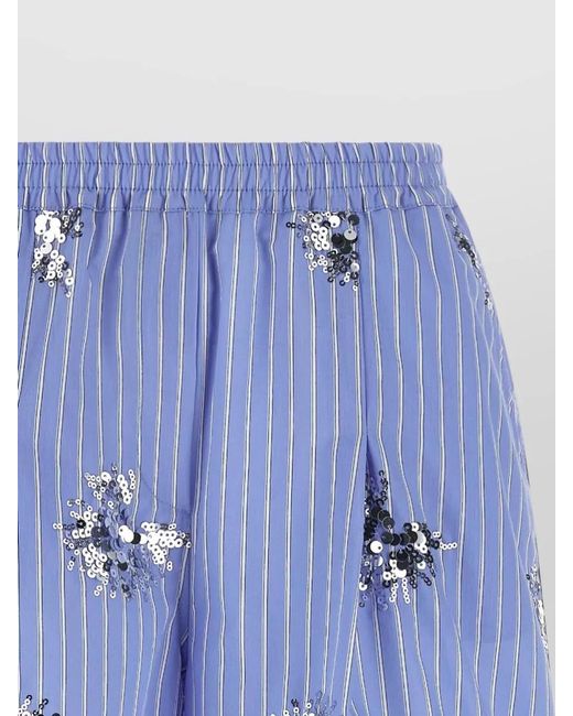 Le twins Blue Mezzodì Striped Floral Lounge Shorts