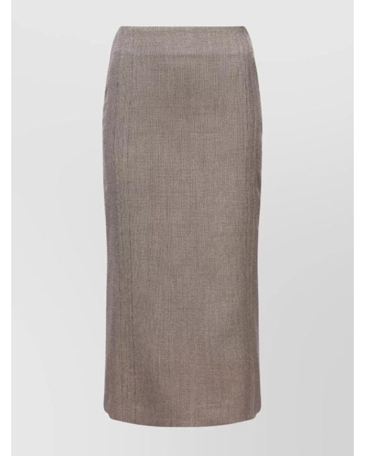 MM6 by Maison Margiela Brown Wool Patterned Midi Pencil Skirt