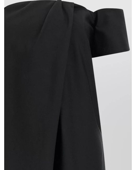 Magda Butrym Black Wool Silk Off-Shoulder Lace-Bustier Midi Dress