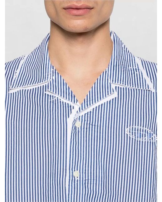 DIESEL Blue Short-Sleeve Cotton Shirt for men