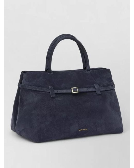 MANU Atelier Blue Le Cambon 35 Medium Suede Tote Bag