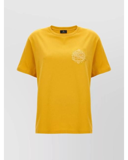 Etro Yellow Cotton Logo T-Shirt