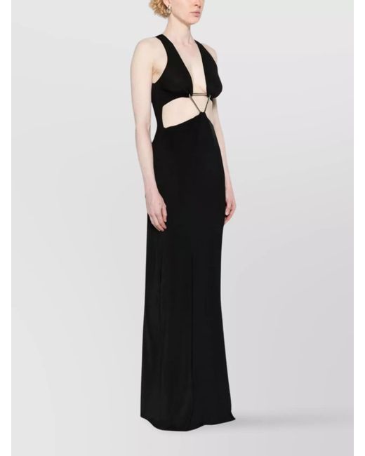 Coperni Black Triangle Cut-Out Halter Dress With Metallic Accents