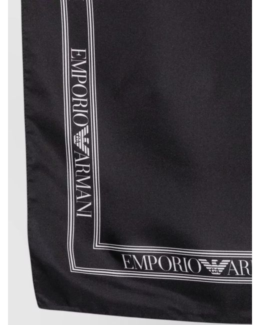 Emporio Armani Black Silk Scarf Lightweight Square Versatile Size