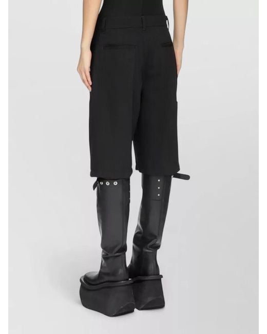 Rick Owens Black Tailored Shorts Belt Loops Side Pockets
