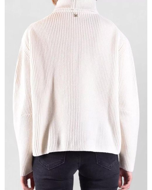 Pinko White Turtleneck Sweater Relaxed Fit Dropped Shoulders