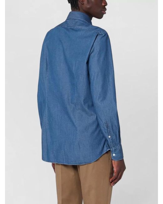 Xacus Blue Long Sleeves Shirt Spread Collar Style for men