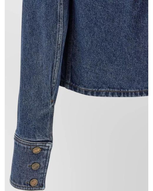 Balmain Blue Denim Cropped Jacket