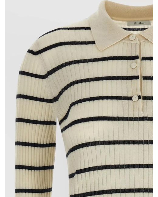 Max Mara Gray Cashmere Silk Polo Top