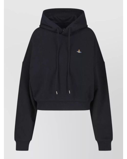Vivienne Westwood Blue Cropped Hooded Top Drawstring Hood Ribbed Cuffs
