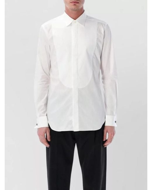 Xacus White Tuxedo Shirt Cotton Poplin Plastron for men