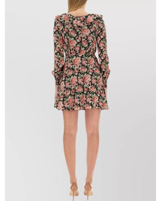 Alessandra Rich Multicolor Silk Floral-Print Mini Dress