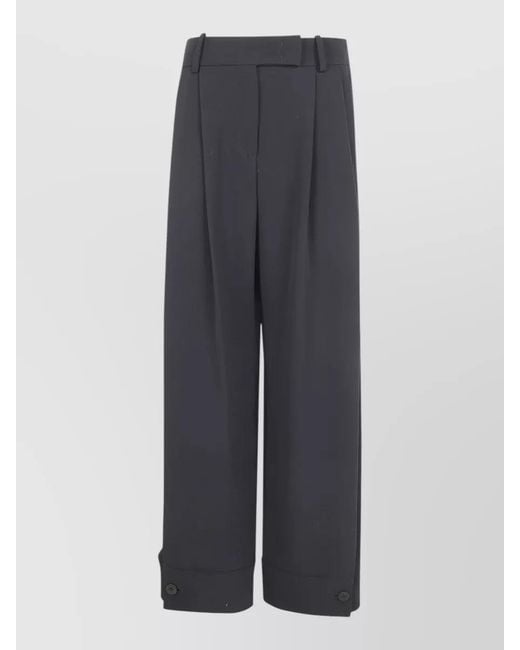 Giorgio Armani Gray Silk Wide-Leg Trousers