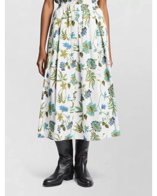 Fay Multicolor Cotton Skirt Floral Print Pleated Pockets