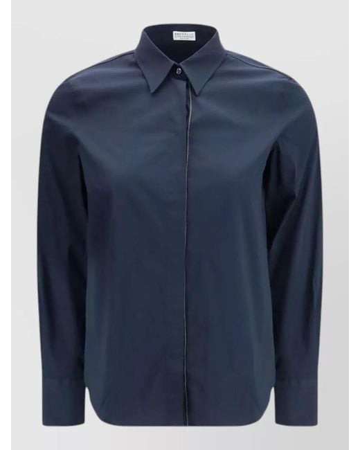 Brunello Cucinelli Blue Cotton Dress Shirt