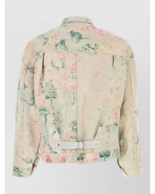 Junya Watanabe Natural Canvas Jacket Floral Motif Chest Pocket Collar for men