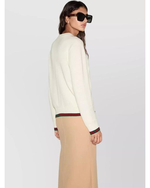Gucci Natural Cashmere Wool Crew Neck Jumper
